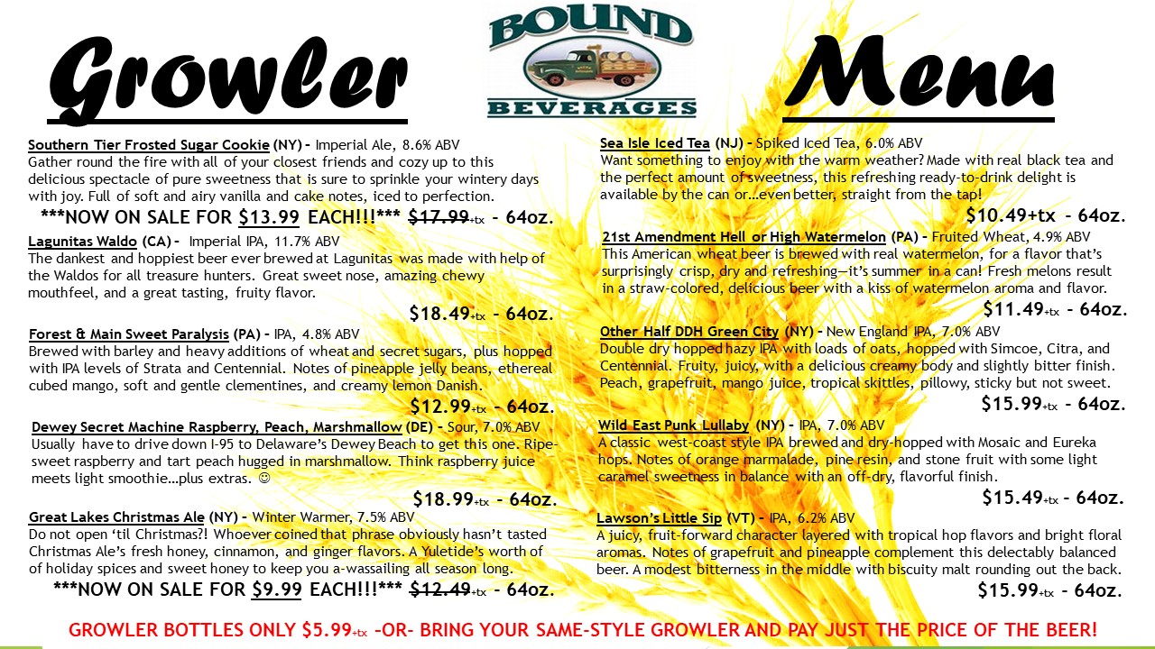 A flyer for the grower's menu.